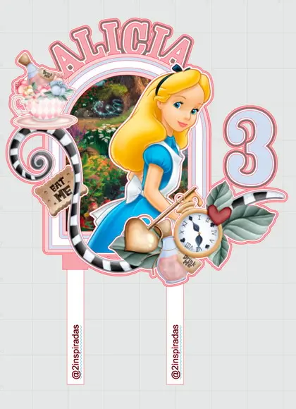 Topo de Bolo Alice no País das Maravilhas