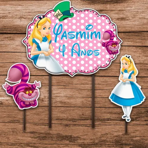 Topo de Bolo Alice no País das Maravilhas