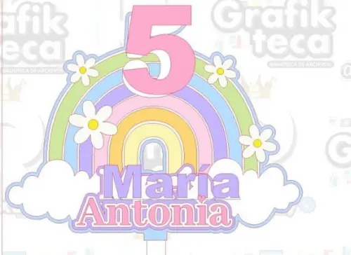 Topo de Bolo Arco Iris