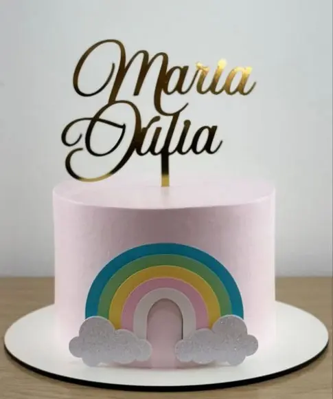 Topo de Bolo Arco Iris