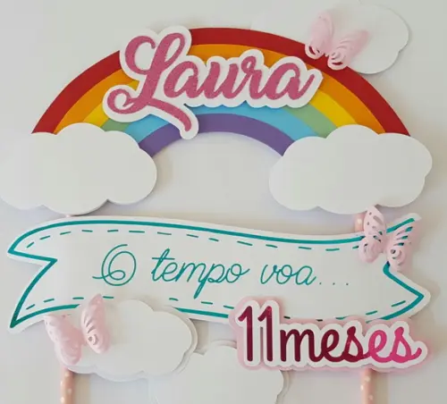 Topo de Bolo arco íris