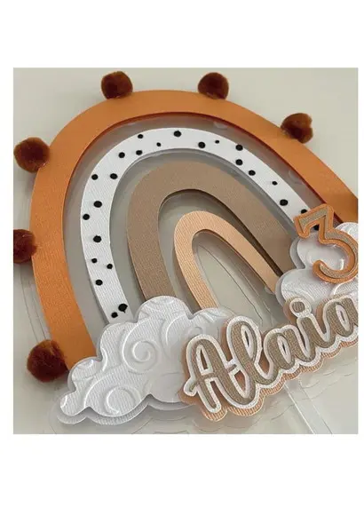 Topo de Bolo Arco Íris Boho