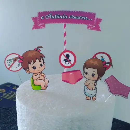 Topo de Bolo bye bye fraldinha (simples)