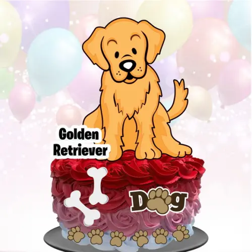 Topo de Bolo Cachorrinho (Golden)