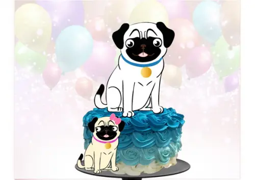 Topo de Bolo Cachorrinho (Pug)