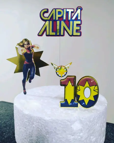 Topo de Bolo Capitã Marvel