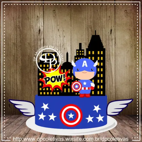 Topo de Bolo Capitão América