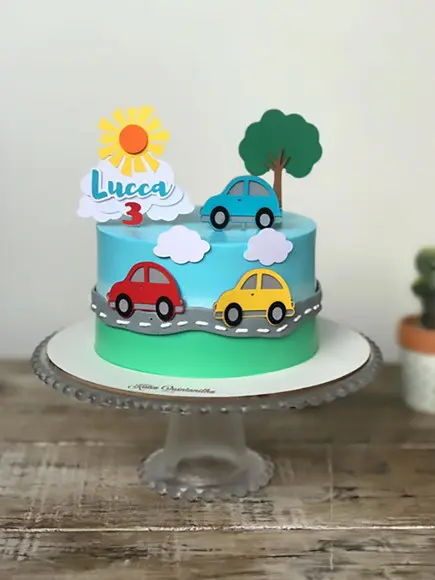 Topo de Bolo Carrinhos