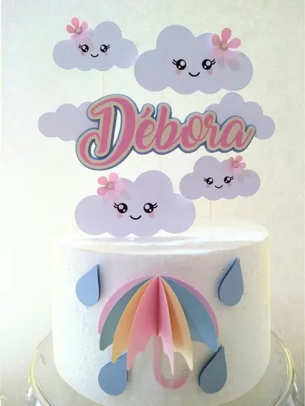 Topo de Bolo Chuva de Amor
