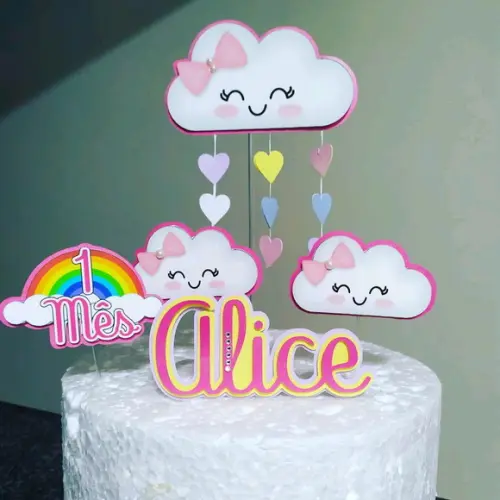 Topo de Bolo Chuva de Amor