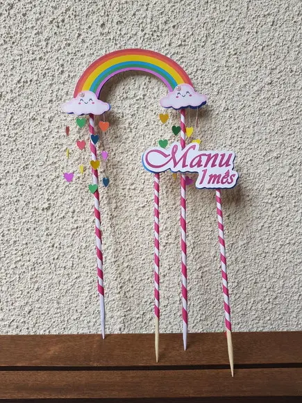 Topo de Bolo Chuva de Amor
