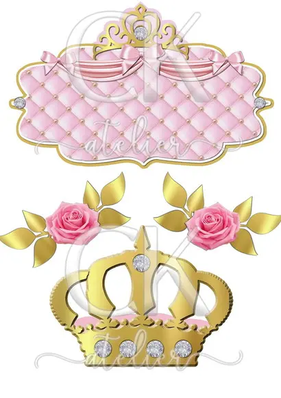 Topo de Bolo Coroa Princesa