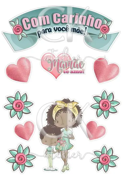 Topo de Bolo Dia das mães