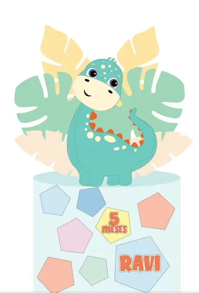Topo de Bolo Dino Cute