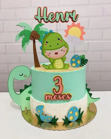 Topo de Bolo Dino Cute