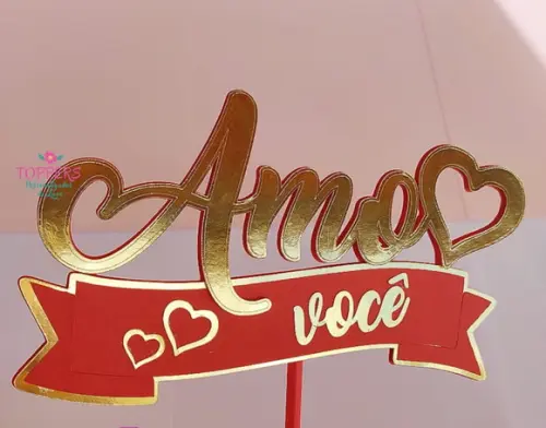 Topo de Bolo Eu te Amo