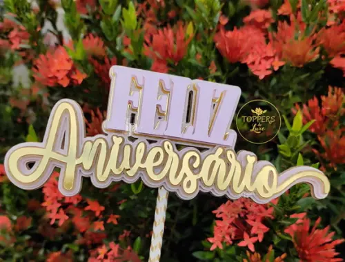 Topo de Bolo Feliz Aniversario