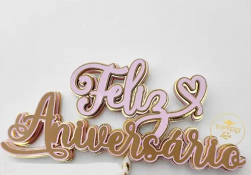 Topo de Bolo Feliz Aniversario