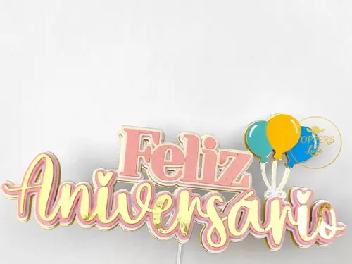 Topo de Bolo Feliz Aniversario