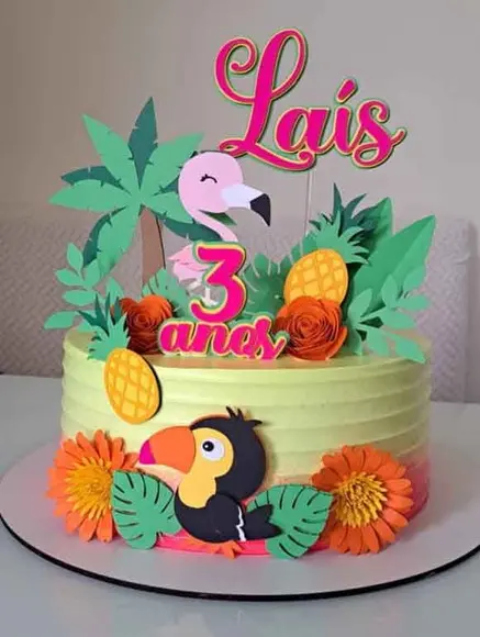 Topo de Bolo Flamingo
