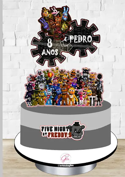 Topo de Bolo Five Night At Freddys
