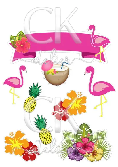 Topo de Bolo Flamingo