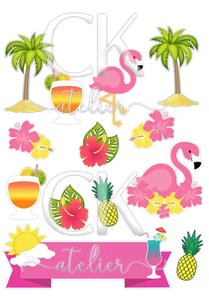 Topo de Bolo Flamingo