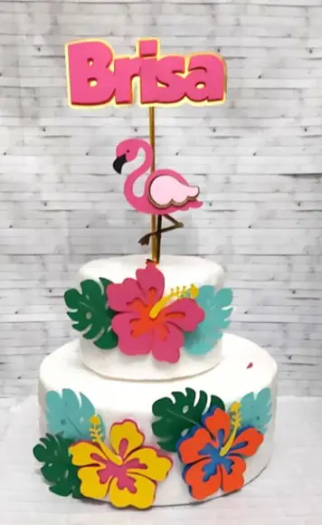 Topo de Bolo Flamingo