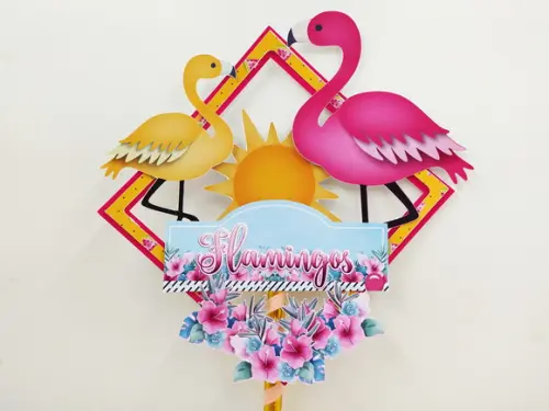 Topo de Bolo Flamingo