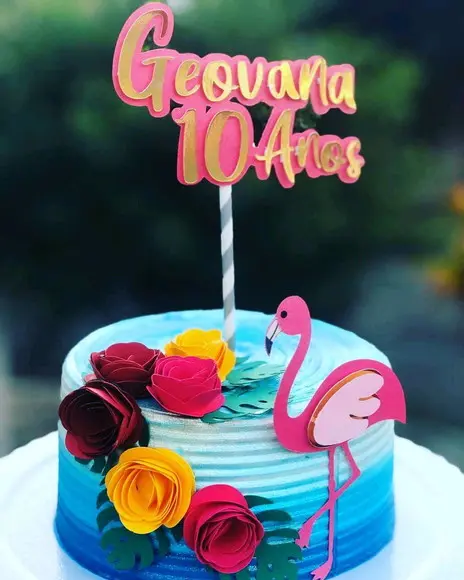 Topo de Bolo Flamingo