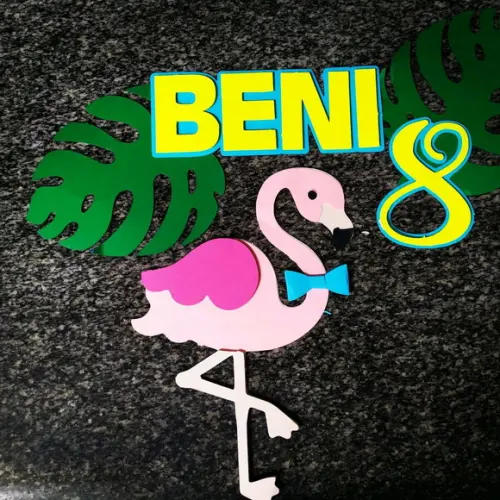 Topo de Bolo Flamingo