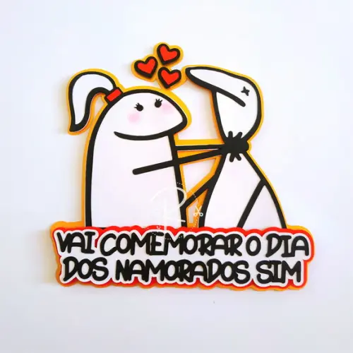 Topo de Bolo Flork Dia dos Namorados