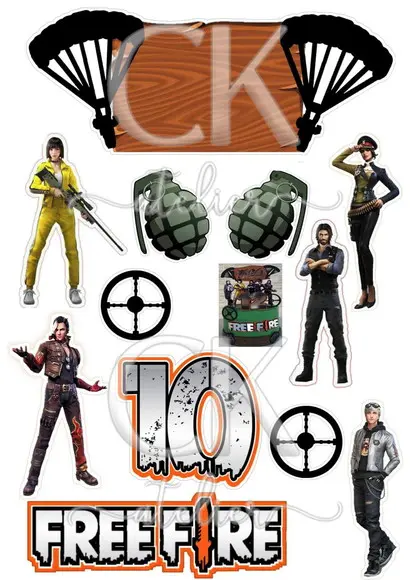 Topo de Bolo Free Fire