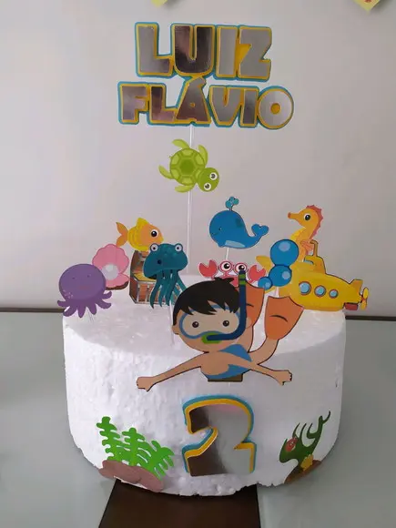 Topo de Bolo Fundo do Mar