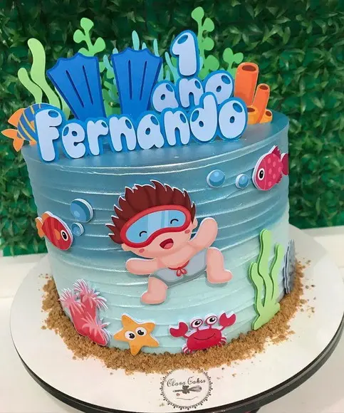 Topo de Bolo Fundo do Mar