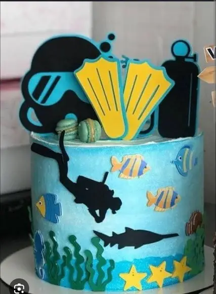 Topo de Bolo Fundo do Mar Mergulhador