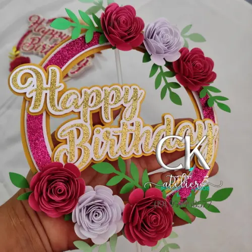 Topo de Bolo Happy birthday