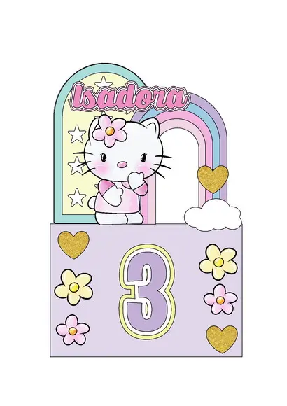 Topo de Bolo Hello Kitty