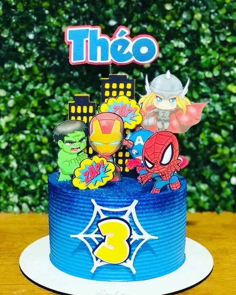 Topo de Bolo Heróis cute