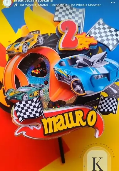 Topo de Bolo Hot Wheels
