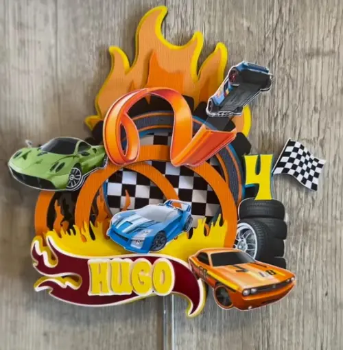 Topo de Bolo Hot Wheels