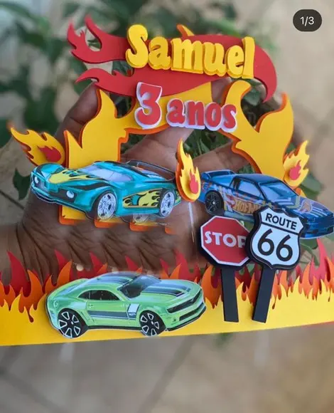 Topo de Bolo Hot Wheels