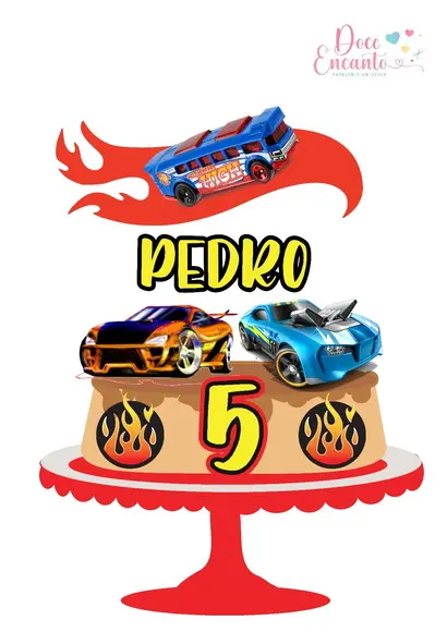 Topo de Bolo Hotwheels