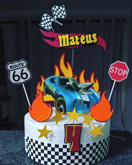 Topo de Bolo Hotwheels