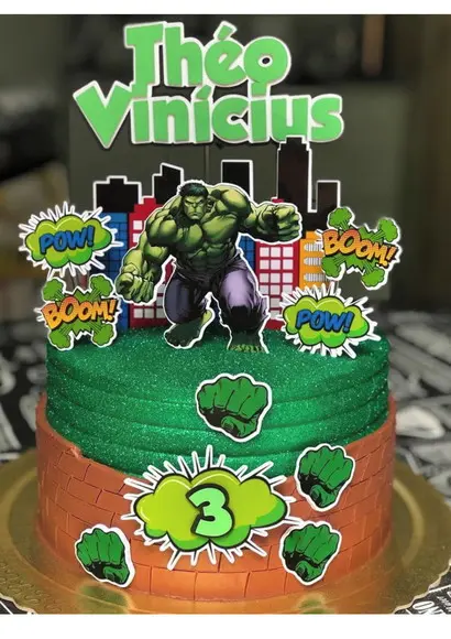 Topo de Bolo Hulk