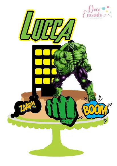 Topo de Bolo Hulk