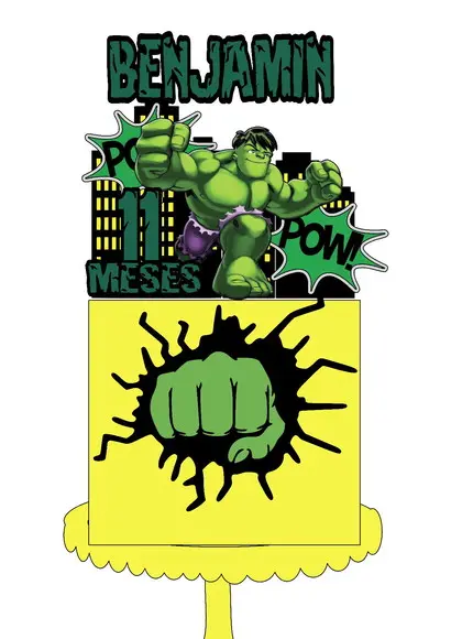 Topo de Bolo Hulk