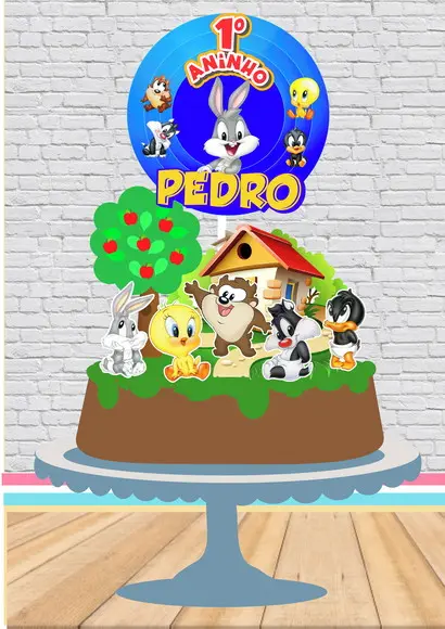 Topo de Bolo Looney Tunes