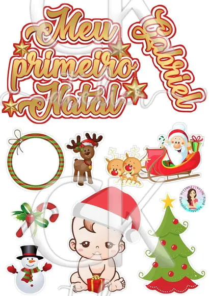 Topo de Bolo Meu primeiro Natal