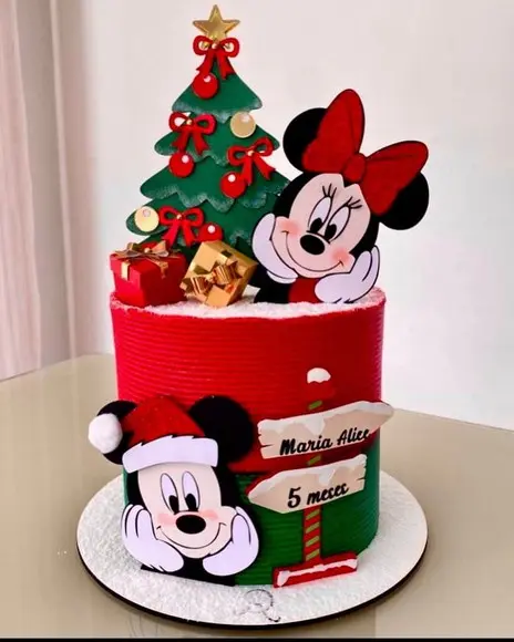 Topo de Bolo Mickey Natal